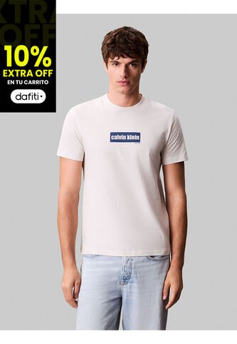 Camiseta Beige Con Box Logo Calvin Klein Calvin Klein