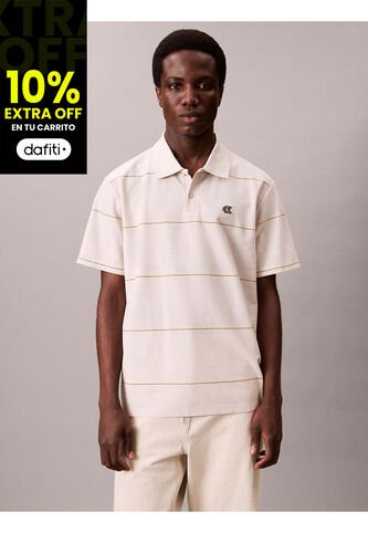 Polo Beige Sencillo Con Raya Texturizada Calvin Klein Calvin Klein