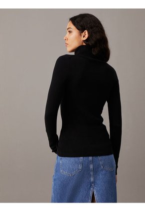 Saco Negro Tejido Slim De Cuello Alto De Canalé Calvin Klein