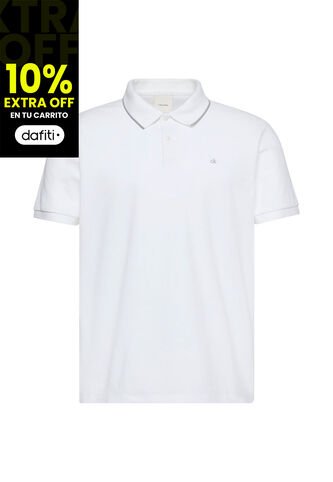 Polo Blanco De Manga Corta En Tejido Piqué Calvin Klein Calvin Klein