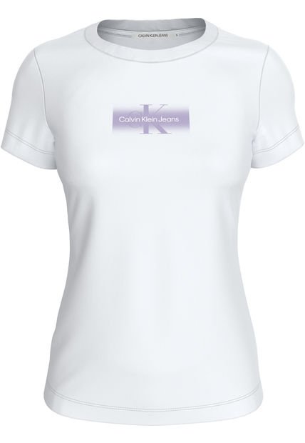 Camiseta Blanca Slim Con Monograma Desvanecido Calvin Klein