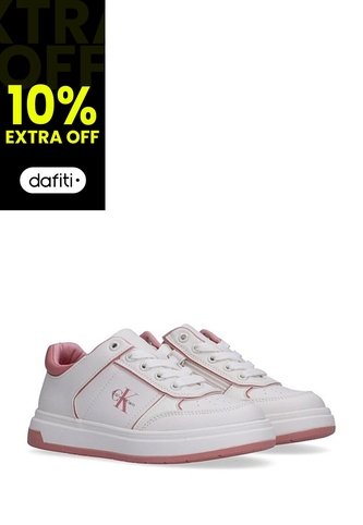 Tenis Blanco Para Niña De Corte Bajo Con Cordones Calvin Klein Calvin Klein