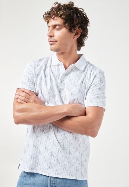 Polo Blanco-Gris Calvin Klein