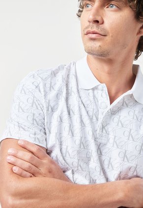 Polo Blanco-Gris Calvin Klein