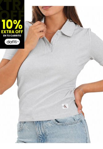 Polo Gris Con Insignia Calvin Klein Calvin Klein