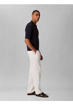 Polo Azul De Algodón Con Efecto Waffle Calvin Klein