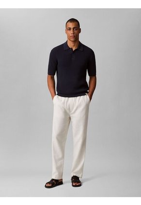 Polo Azul De Algodón Con Efecto Waffle Calvin Klein