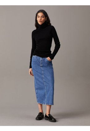 Saco Negro Tejido Slim De Cuello Alto De Canalé Calvin Klein