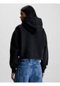 Buzo Negro Con Gorro Cropped Oversized Logo Para Mujer Calvin Klein de Calvin Klein