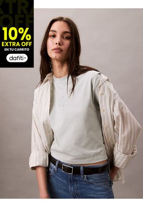 Camiseta Verde Cropped Con Monograma Calvin Klein