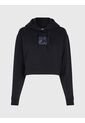 Buzo Negro Con Gorro Cropped Oversized Logo Para Mujer Calvin Klein de Calvin Klein