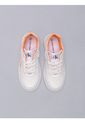 Tenis Blanco Niña De Corte Bajo Con Cordones Calvin Klein