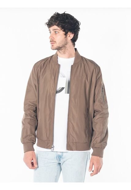 Chaqueta Café Con Cremallera Para Hombre Calvin Klein