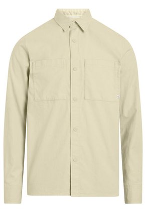 Camisa Beige Con Textura Lineal Calvin Klein