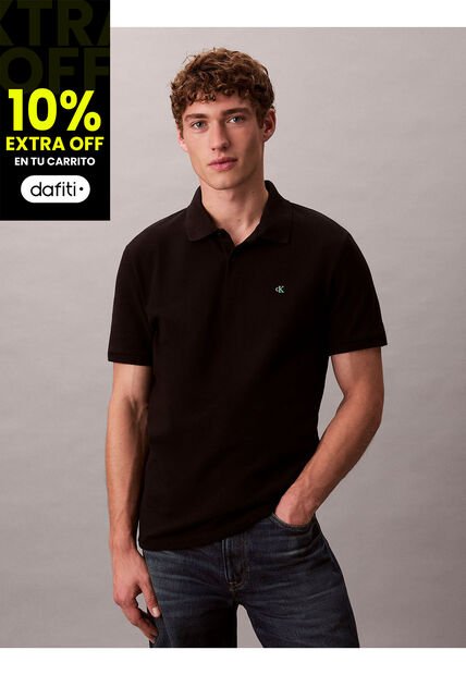 Polo Negro Clásico De Piqué De Algodón Calvin Klein