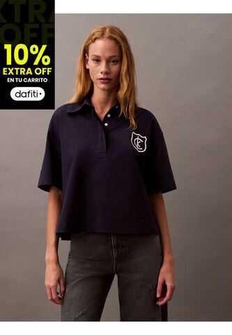 Polo Azul De Punto De Algodón Con Logo Calvin Klein Calvin Klein