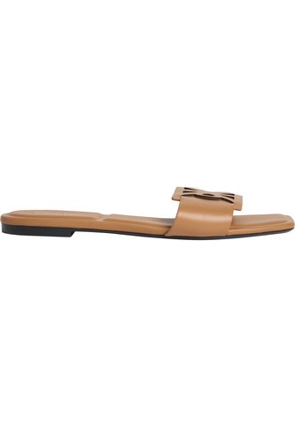 Sandalias Chocolate Planas Cuadradas Con Emblema Calvin Klein Calvin Klein