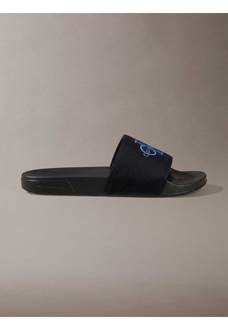 Sandalias Negro Contorneadas De Lona Con Logo Calvin Klein Calvin Klein