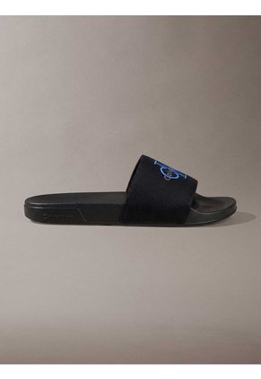 Sandalias Negro Contorneadas De Lona Con Logo Calvin Klein