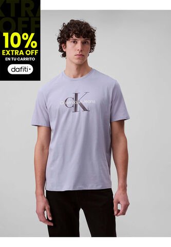 Camiseta Gris Con Monograma Calvin Klein Calvin Klein