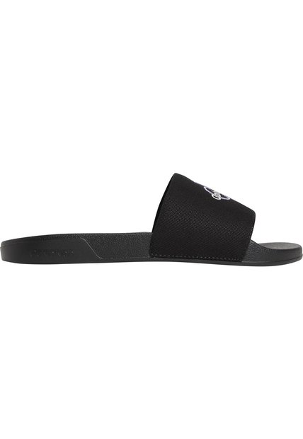 Sandalias Negro Contorneadas De Lona Con Logo Calvin Klein