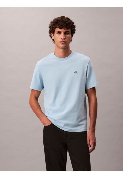 Camiseta Azul Cielo Regular De Manga Corta Con Monograma Bordado Calvin Klein