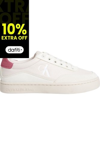Tenis Beige Clásicos De Cuero Con Cordones Y Suela Cupsole Calvin Klein Calvin Klein