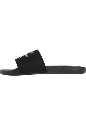 Sandalias Negro Contorneadas De Lona Con Logo Calvin Klein