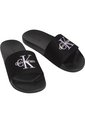 Sandalias Negro Contorneadas De Lona Con Logo Calvin Klein de Calvin Klein