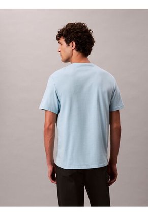 Camiseta Azul Cielo Regular De Manga Corta Con Monograma Bordado Calvin Klein