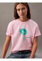 Camiseta Rosada Boxy Con Gráfico Floral Calvin Klein de Calvin Klein