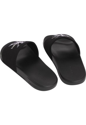 Sandalias Negro Contorneadas De Lona Con Logo Calvin Klein