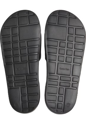 Sandalias Negro Contorneadas De Lona Con Logo Calvin Klein