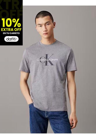 Camiseta Gris Con Monograma Calvin Klein Calvin Klein