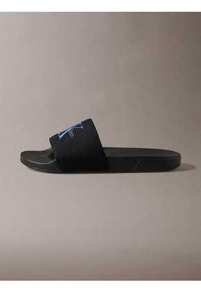 Sandalias Negro Contorneadas De Lona Con Logo Calvin Klein