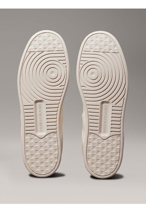 Tenis Blanco Basket De Cuero Con Detalles De Gamuza Calvin Klein