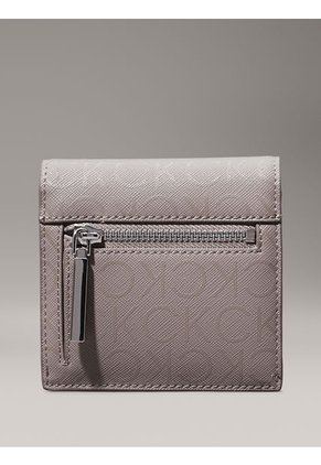 Billetera Gris De Plegado Triple Con Logo Pequeño Calvin Klein