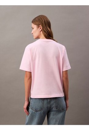 Camiseta Rosada Boxy Con Gráfico Floral Calvin Klein