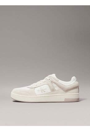 Tenis Blanco Basket De Cuero Con Detalles De Gamuza Calvin Klein