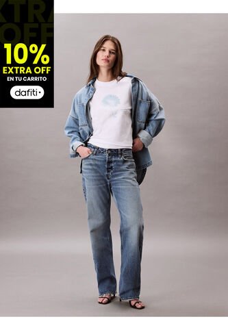 Camiseta Blanca Boxy Con Gráfico Floral Calvin Klein Calvin Klein