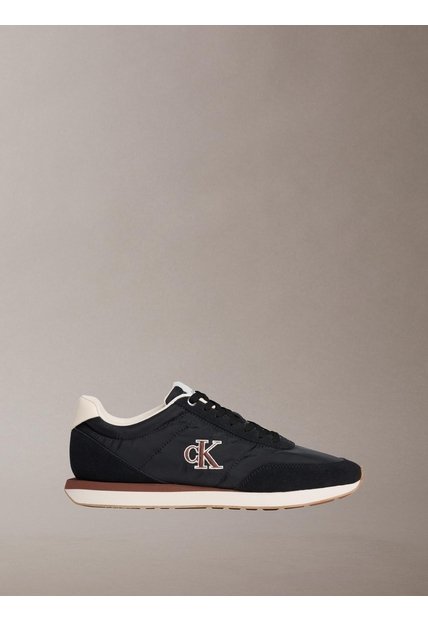 Tenis Negro Retro Runner Con Mix De Texturas Calvin Klein