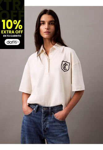 Polo Blanco De Punto De Algodón Con Logo Calvin Klein Calvin Klein