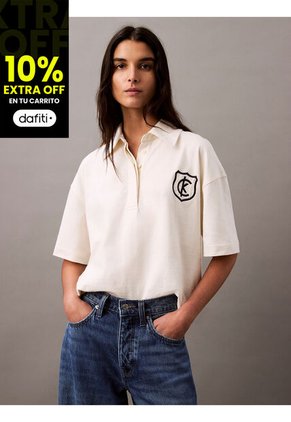 Polo Blanco De Punto De Algodón Con Logo Calvin Klein