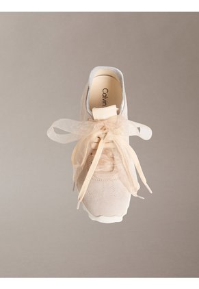 Tenis Blanco Runner De Perfil Bajo Con Lazos Calvin Klein