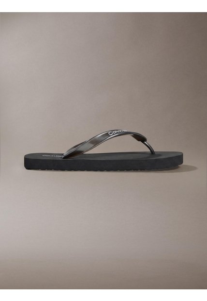 Sandalias Negro Flip Flop En Tono Metálico Calvin Klein