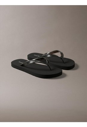 Sandalias Negro Flip Flop En Tono Metálico Calvin Klein