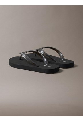 Sandalias Negro Flip Flop En Tono Metálico Calvin Klein