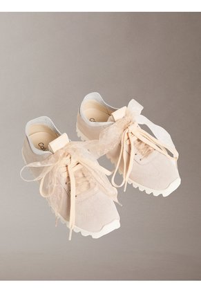 Tenis Blanco Runner De Perfil Bajo Con Lazos Calvin Klein