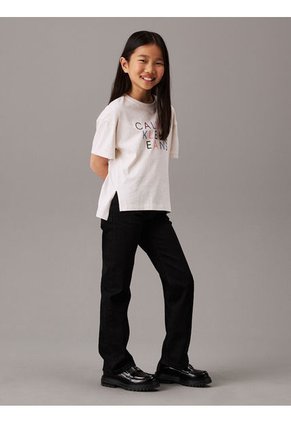 Camiseta Niña Gris Holgada Con Logo Calvin Klein