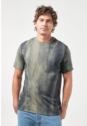 Camiseta Verde Oliva-Azul Navy Calvin Klein